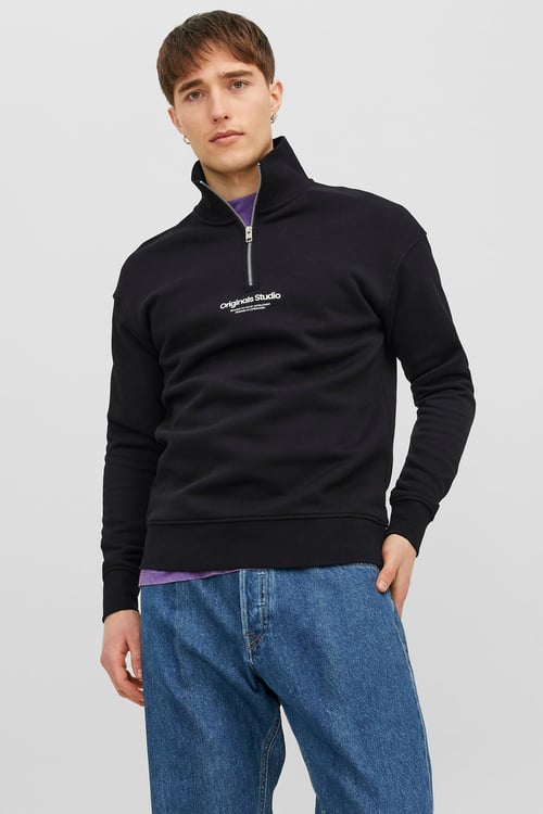 Originals Jorvesterbro Yarım Fermuarlı Relaxed Fit Erkek Sweat 12241777 SİYAH