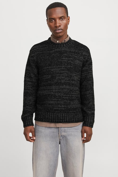 Originals Jorwinter Relaxed Fit Bisiklet Yaka Kırçıllı Erkek Kazak 12277985 SİYAH