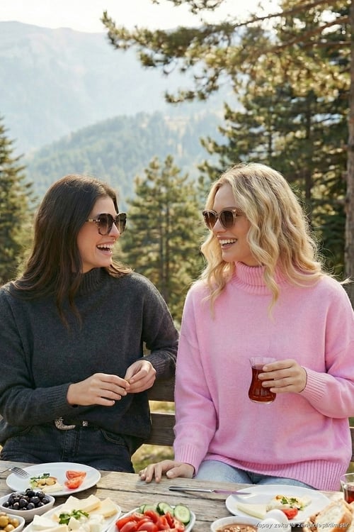 Oversize Fit Balıkçı Yaka Yumuşak Dokulu 2'li Paket Triko Kadın Kazak 680KZ00469S2 Şeker Pembe-Antrasit
