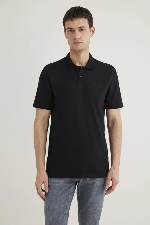 Pamuk Karışımlı Regular Fit Düğmeli Erkek Polo Yaka T Shirt 0611837-900 SİYAH