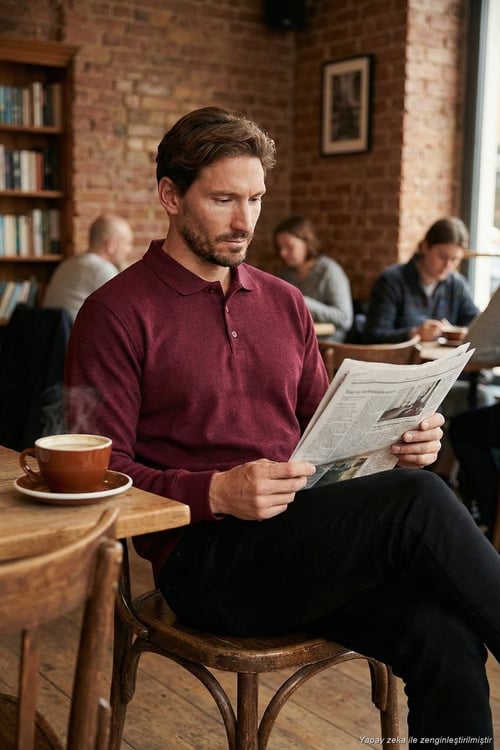 Pamuk Karışımlı Regular Fit Erkek Polo Yaka Kazak 456223 MÜRDÜM