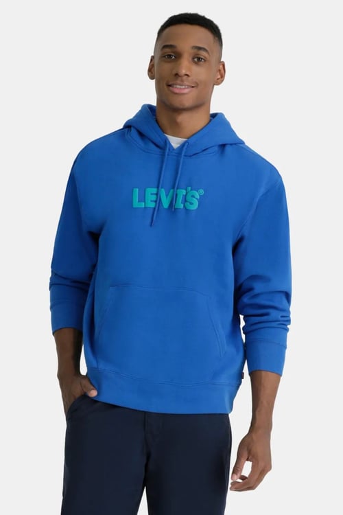 Pamuk Karışımlı Relaxed Fit Kanguru Cepli Kapüşonlu Logolu Erkek Sweat 38479-0355 SAKS