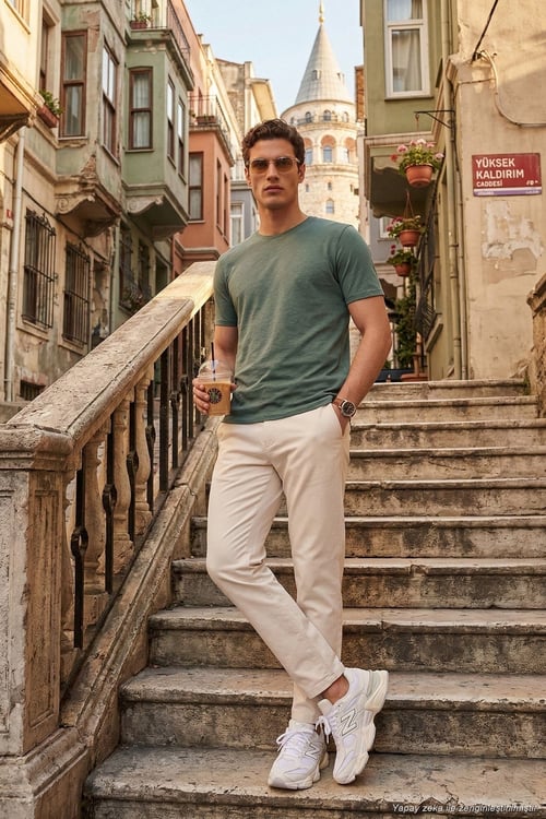 Pamuklu Bisiklet Yaka Basic Erkek T Shirt 59020001 NEFTİ