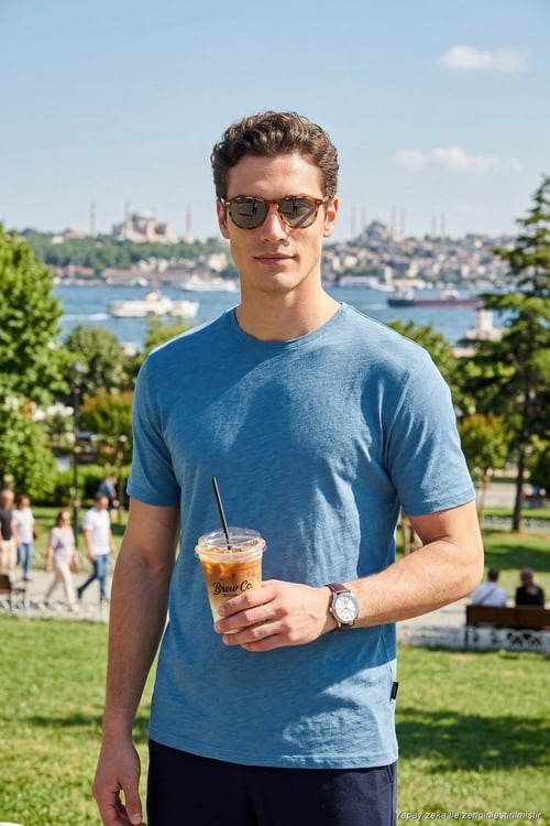 Pamuklu Bisiklet Yaka Basic Erkek T Shirt 59020001 MAVİ