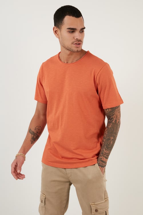 Pamuklu Bisiklet Yaka Basic Erkek T Shirt 59020001 Tarçın