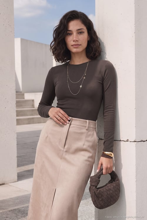 Pamuklu Bisiklet Yaka Crop Kadın Bluz 5867060 KAHVE