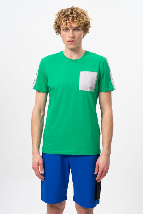 Pamuklu Bisiklet Yaka Erkek T Shirt BNTM20446 YEŞİL