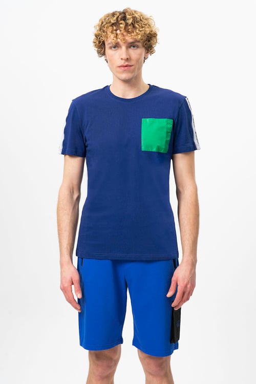Pamuklu Bisiklet Yaka Erkek T Shirt BNTM20446 LACİVERT