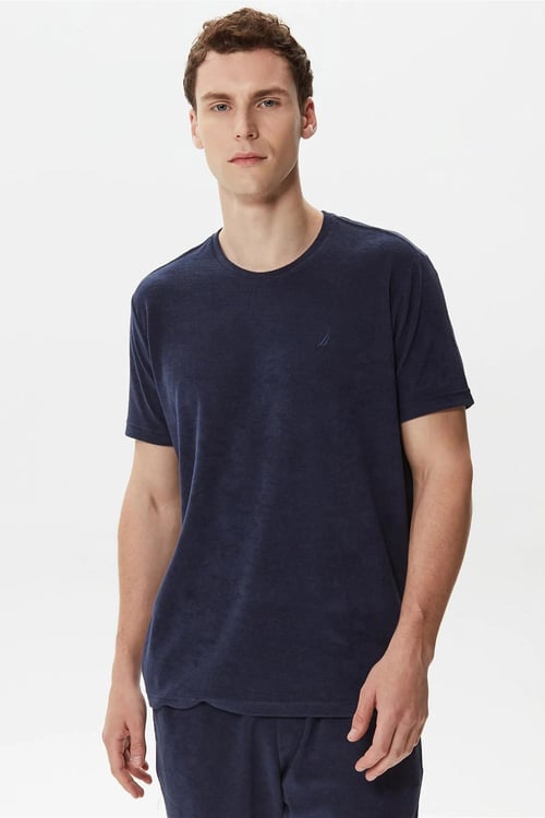 Pamuklu Bisiklet Yaka Standart Fit Erkek T Shirt V35004T 4NV LACİVERT