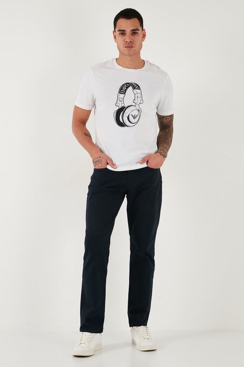 Pamuklu Comfort Fit Normal Bel Boru Paça Jeans Erkek Kot Pantolon 4412C19TEXAS LACİVERT