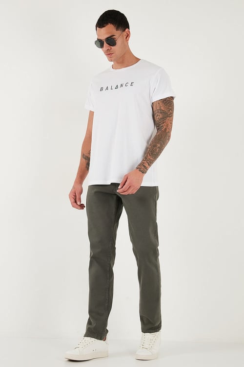 Pamuklu Comfort Fit Normal Bel Boru Paça Jeans Erkek Kot Pantolon 4412C19TEXAS HAKİ