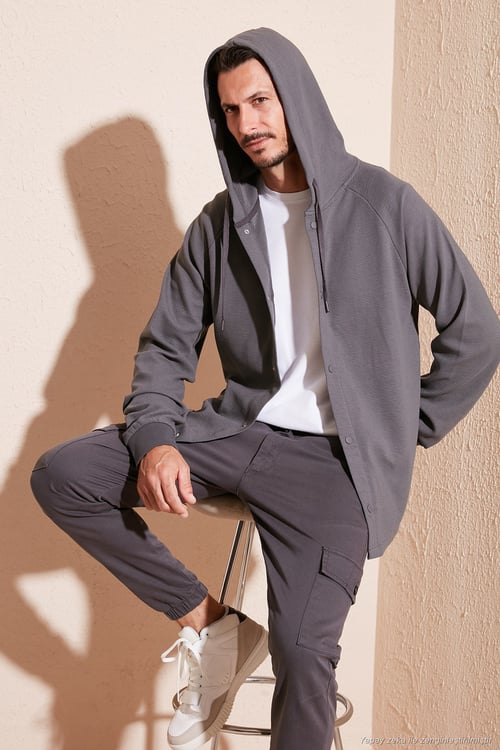 Pamuklu Kapüşonlu Relaxed Fit Erkek Gömlek 5905468 ANTRASİT