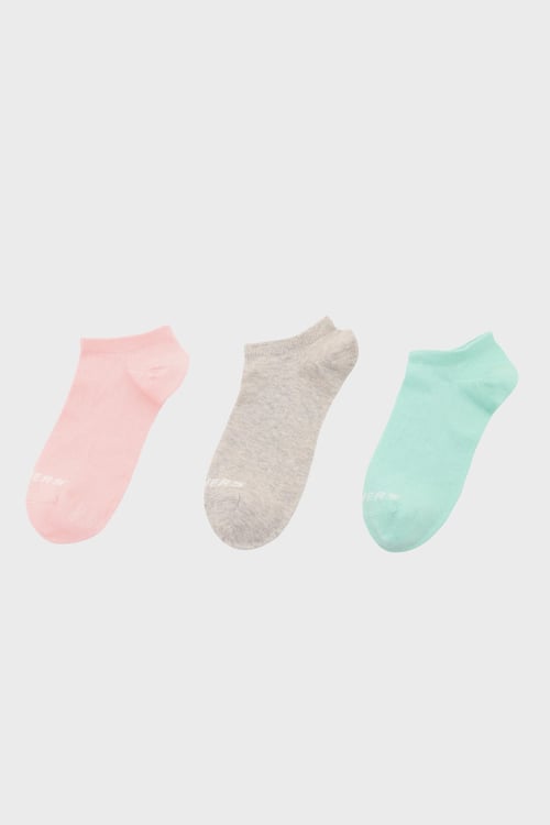 Pamuklu Logolu 3 Pack Unisex Çorap S2520315-3706 Yeşil-Pembe-Krem