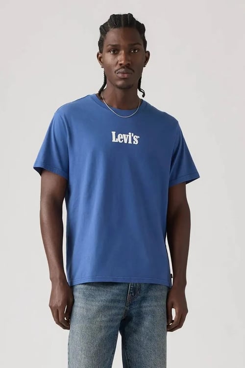 Pamuklu Logolu Relaxed Fit Bisiklet Yaka Erkek T Shirt A2082-0362 MAVİ