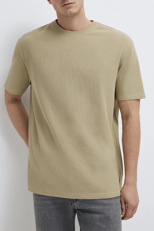 Pamuklu Loose Fit Bisiklet Yaka Basic Erkek T Shirt 0613153-70204 Olive