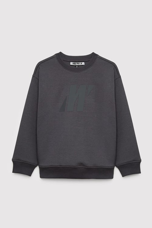 Pamuklu Loose Fit Bisiklet Yaka Erkek Çocuk Sweat 6S10201-70763 KOYU GRİ