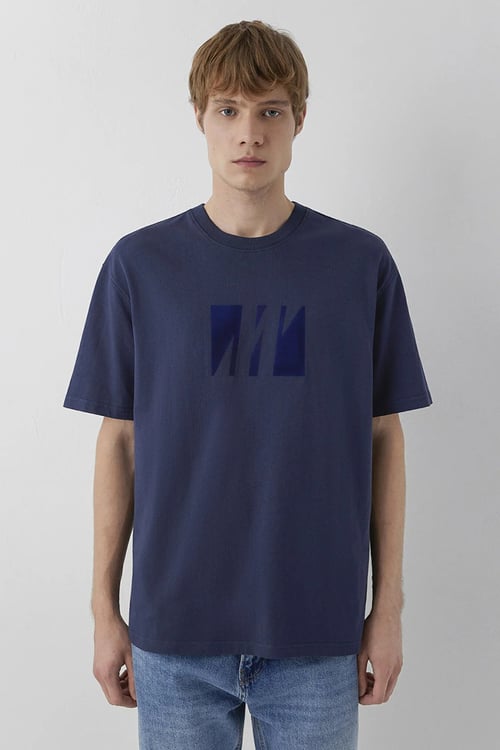 Pamuklu Loose Fit Bisiklet Yaka Erkek T Shirt 0620057-82318 LACİVERT