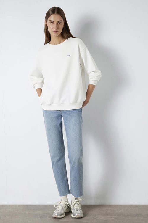 Pamuklu Loose Fit Bisiklet Yaka Kadın Sweat 1S10366-70057 EKRU