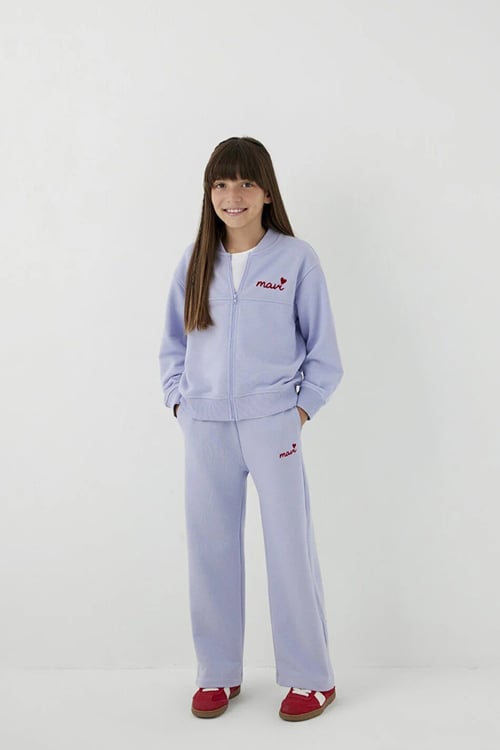 Pamuklu Loose Fit Geniş Paça Kız Çocuk Eşofman Altı 7010067-70523 LİLA
