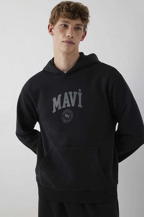 Pamuklu Loose Fit Kapüşonlu Erkek Sweat 0S10646-900 SİYAH