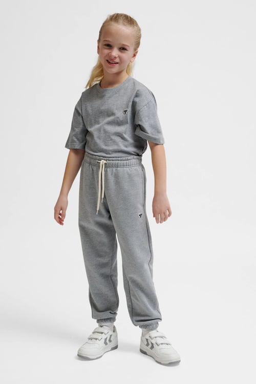 Pamuklu Loose Fit Logolu Elastik Paça Unisex Çocuk Eşofman Altı 232951-2006 GRİ MELANJ