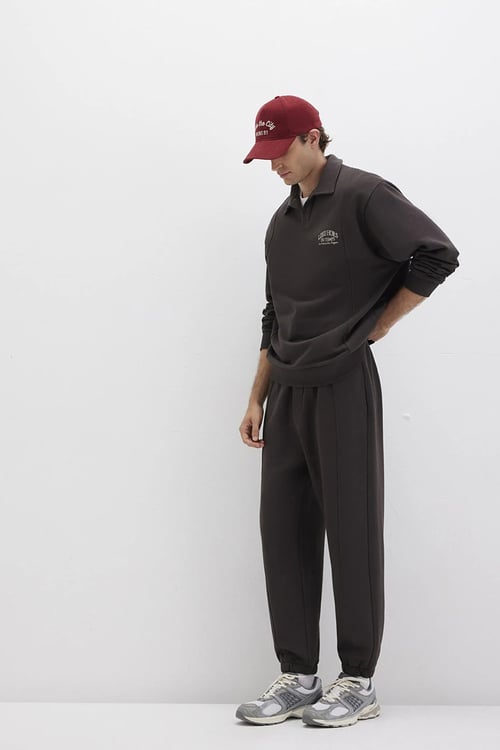 Pamuklu Loose Fit Normal Bel Lastikli Paça Erkek Eşofman Altı 0010522-70219 KAHVE