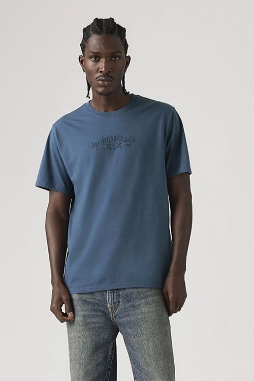 Pamuklu Regular Fit Baskılı Bisiklet Yaka Erkek T Shirt A2082-0368 MAVİ