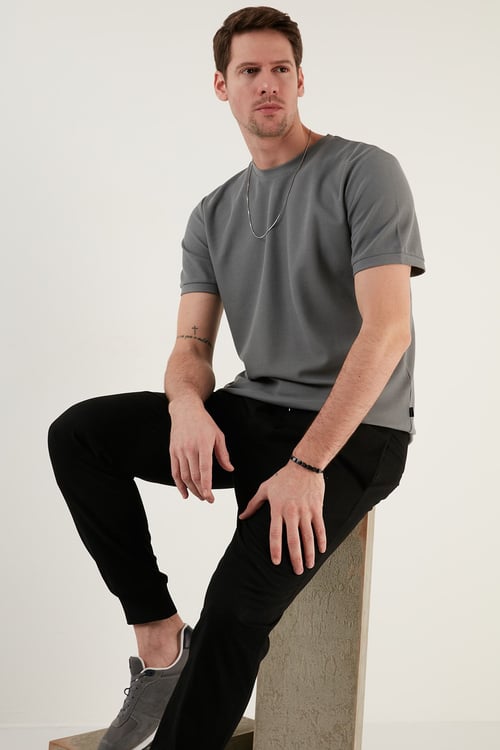 Pamuklu Regular Fit Bisiklet Yaka Basic Erkek T Shirt 5902387 AÇIK HAKİ
