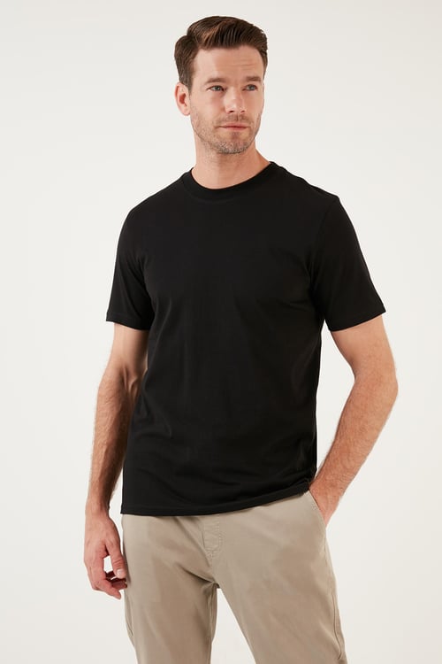Pamuklu Regular Fit Bisiklet Yaka Basic Erkek T Shirt 59020201 SİYAH
