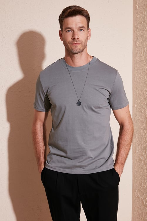 Pamuklu Regular Fit Bisiklet Yaka Basic Erkek T Shirt 59020201 AÇIK HAKİ