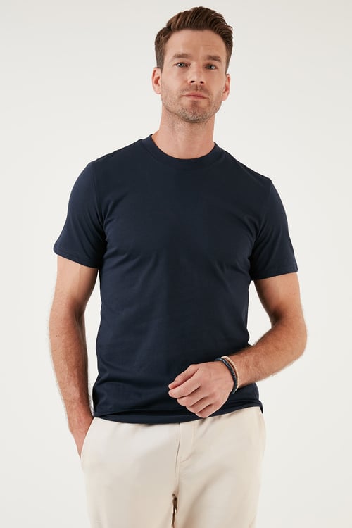 Pamuklu Regular Fit Bisiklet Yaka Basic Erkek T Shirt 59020201 İNDİGO