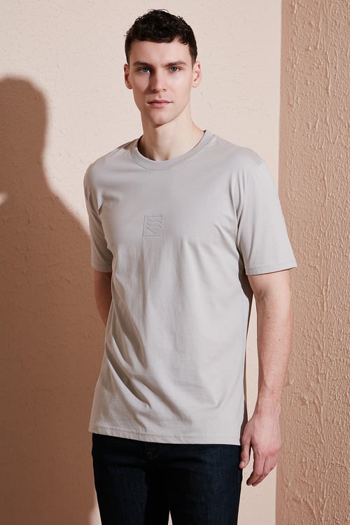 Pamuklu Regular Fit Bisiklet Yaka Erkek T Shirt 5902948 TAŞ