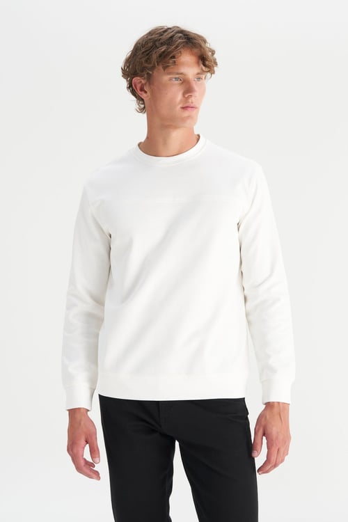 Pamuklu Regular Fit Bisiklet Yaka Erkek Sweat GW2520534 100 BEYAZ