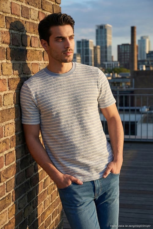 Pamuklu Regular Fit Bisiklet Yaka Erkek T Shirt 5904027 MAVİ