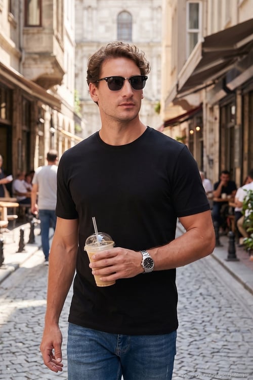 Pamuklu Regular Fit Bisiklet Yaka Erkek T Shirt 59020204 SİYAH