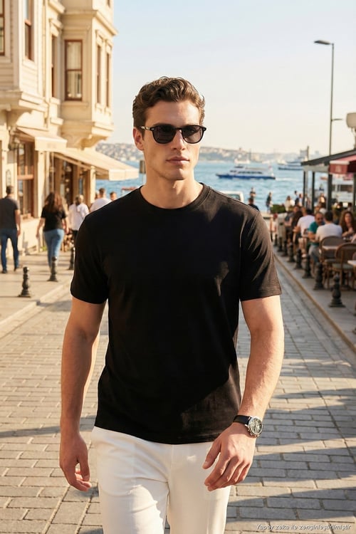 Pamuklu Regular Fit Bisiklet Yaka Erkek T Shirt 5904063 SİYAH