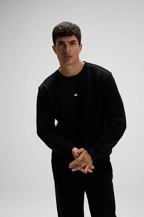 Pamuklu Regular Fit Bisiklet Yaka Logolu Erkek Sweat EM556-BK SİYAH