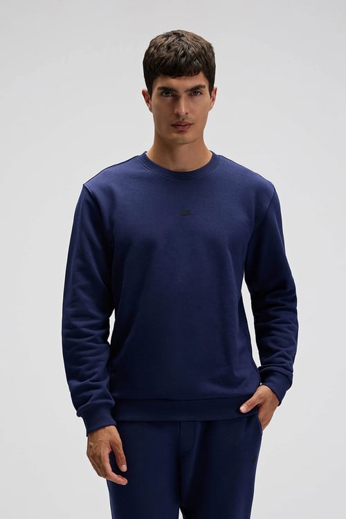 Pamuklu Regular Fit Bisiklet Yaka Logolu Erkek Sweat EM556-NV LACİVERT