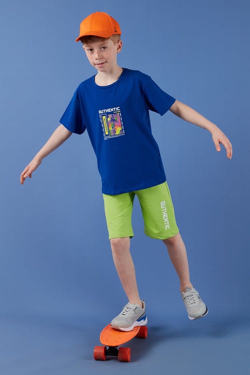 Pamuklu Regular Fit Bisiklet Yaka Şortlu Alt-Üst Erkek Çocuk Takım 6212011 SAKS