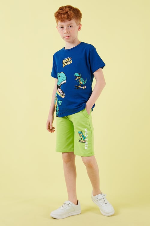 Pamuklu Regular Fit Bisiklet Yaka Şortlu Alt-Üst Erkek Çocuk Takım 6212013 SAKS
