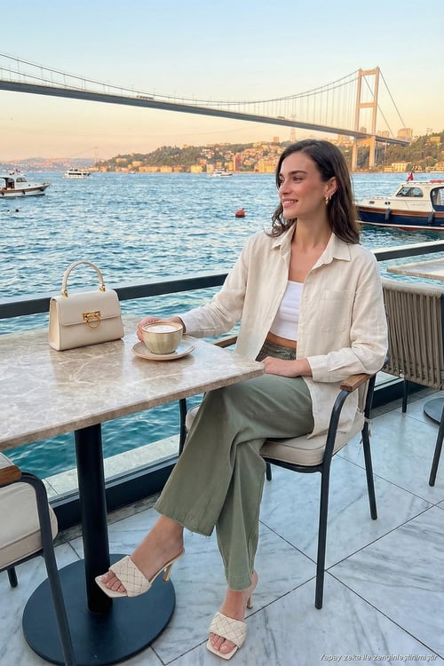 Pamuklu Regular Fit Cepli Kadın Gömlek CF25S16992 EKRU