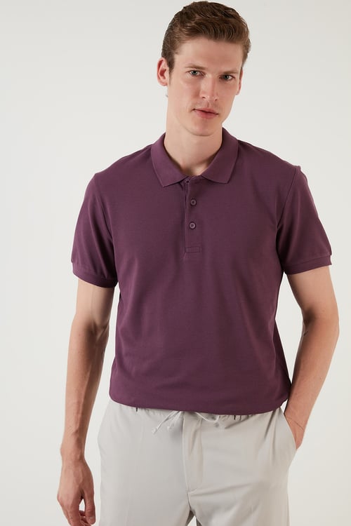 Pamuklu Regular Fit Düğmeli Erkek Polo Yaka T Shirt 5902127 MÜRDÜM