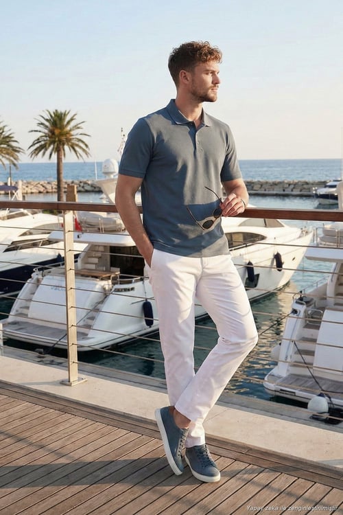 Pamuklu Regular Fit Düğmeli Erkek Polo Yaka T Shirt 5902127 PETROL