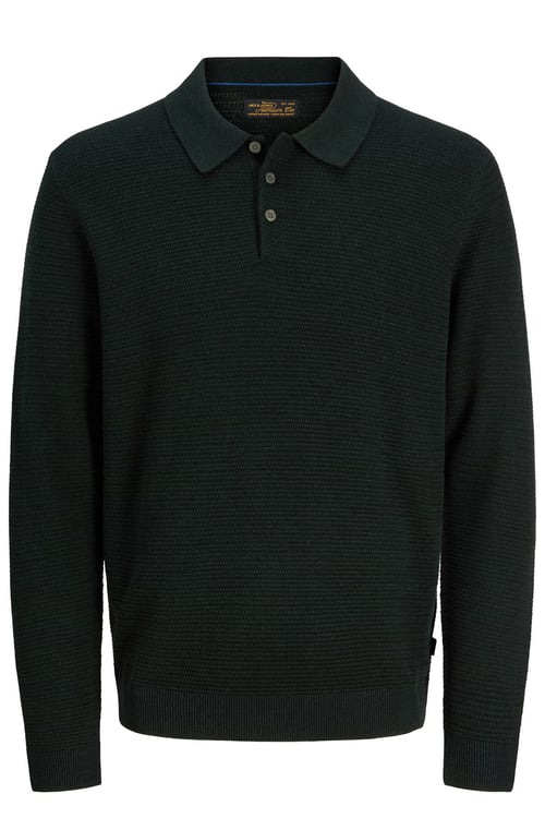 Pamuklu Regular Fit Düğmeli Erkek Polo Yaka Kazak 12299904 KOYU YEŞİL
