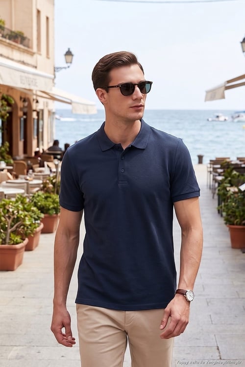 Pamuklu Regular Fit Düğmeli Erkek Polo Yaka T Shirt 5902127 İNDİGO