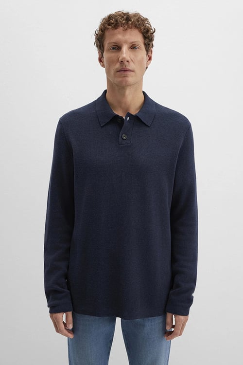 Pamuklu Regular Fit Erkek Polo Yaka Kazak 0710352-70490 KOYU LACIVERT