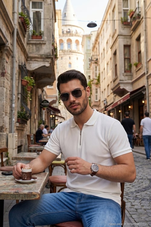 Pamuklu Regular Fit Fermuarlı Erkek Polo Yaka T Shirt 5902738 EKRU