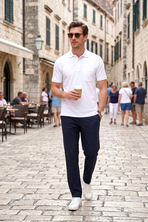 Pamuklu Regular Fit Göğüs Cepli Düğmeli Erkek Polo T Shirt 4565001 BEYAZ