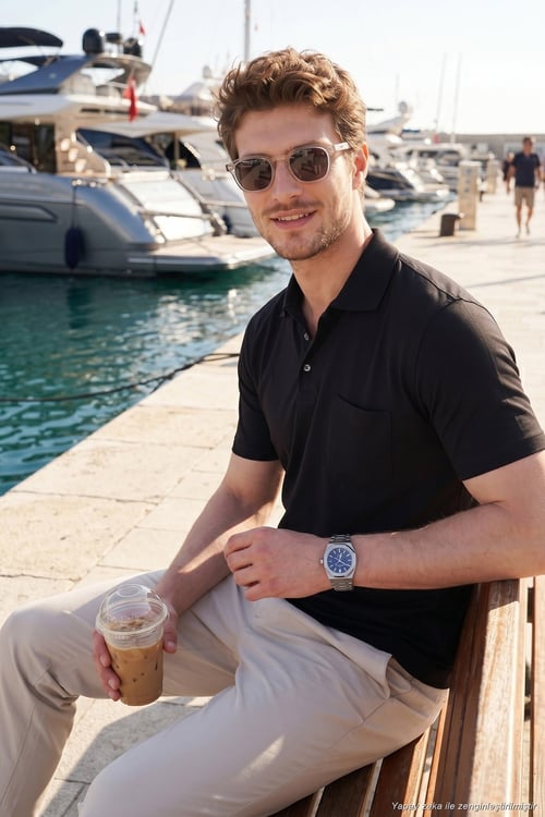 Pamuklu Regular Fit Göğüs Cepli Düğmeli Erkek Polo T Shirt 4565001 SİYAH