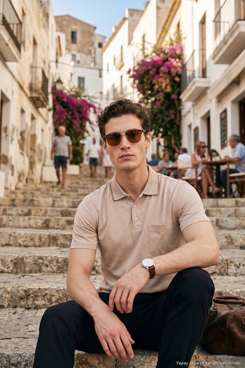 Pamuklu Regular Fit Göğüs Cepli Düğmeli Erkek Polo T Shirt 4565001 BEJ